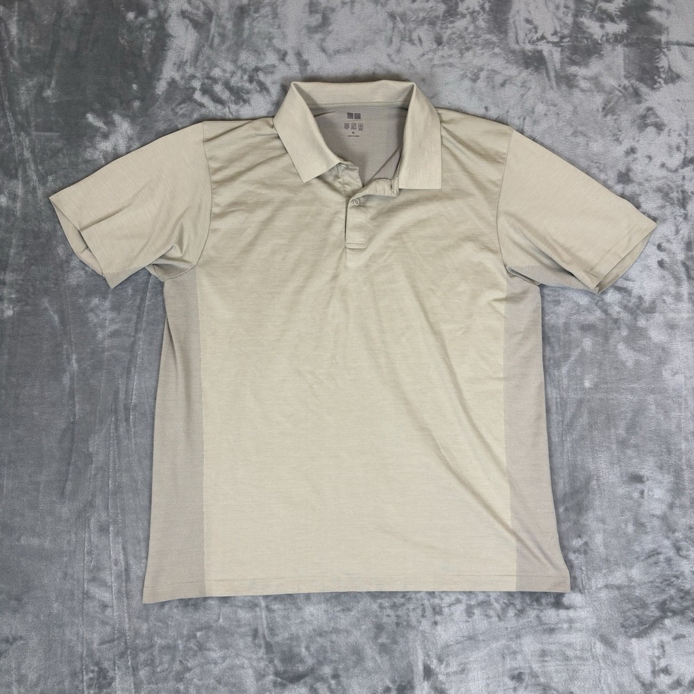 Uniqlo Mens DRY-EX Polo Shirt Mens XL Breathable Stretch Beige Tan